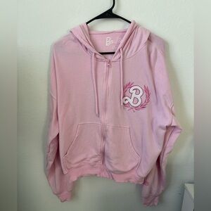 Barbie Pink Hoodie White Logo Hoodie Sweater Hooded Sweatshirt Size Large